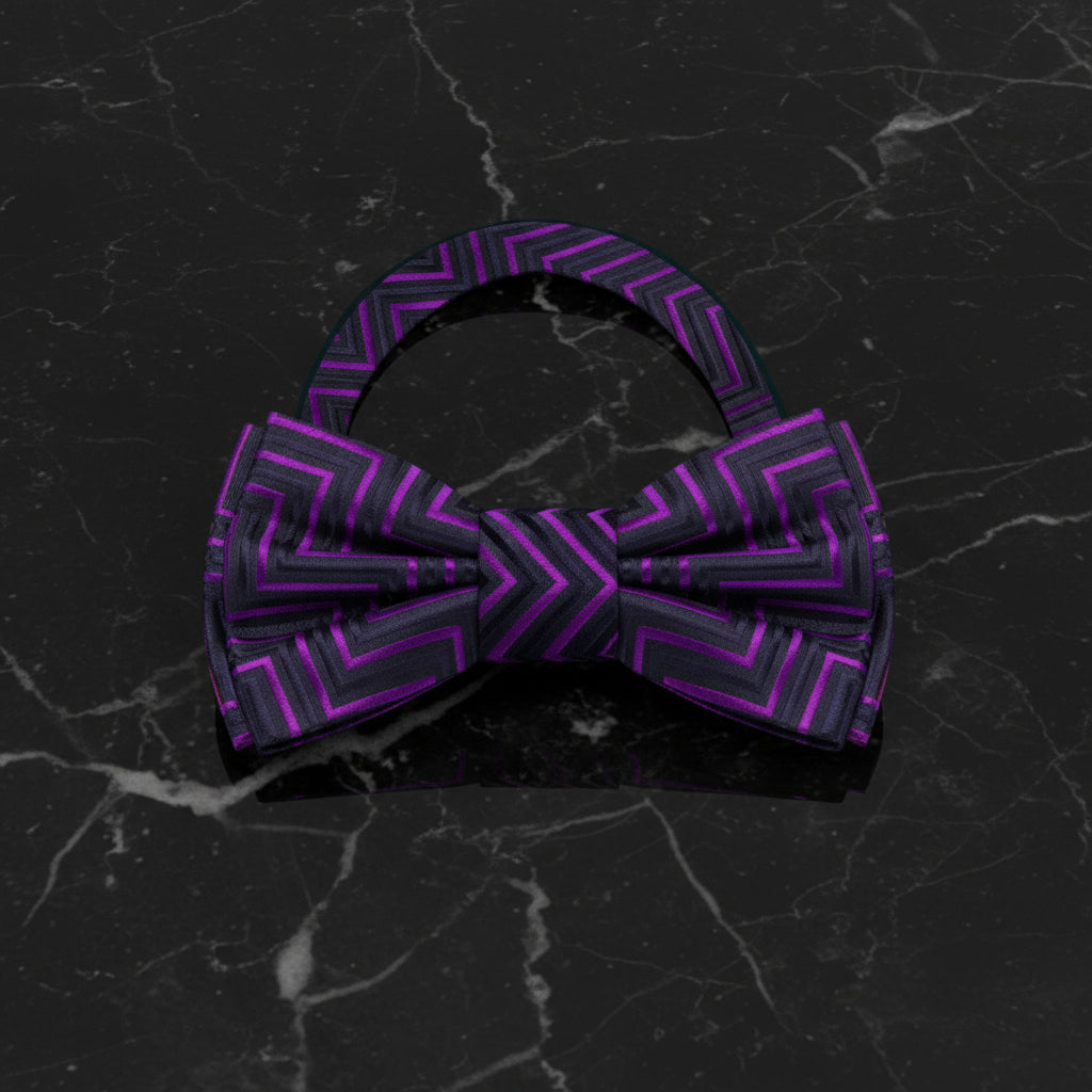 Pre Tied Black, Purple Geometric Bow Tie