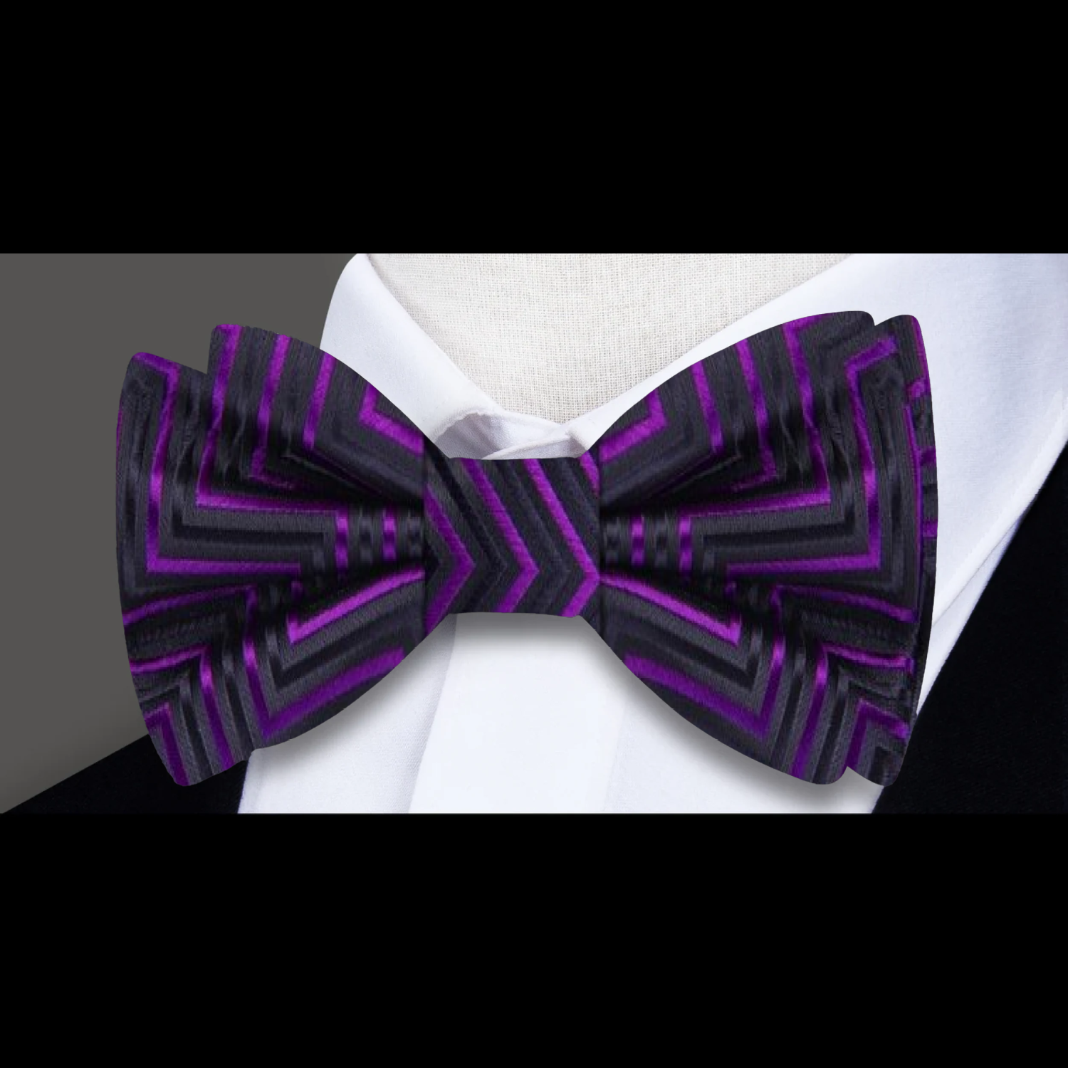 Black, Purple Geometric Bow Tie