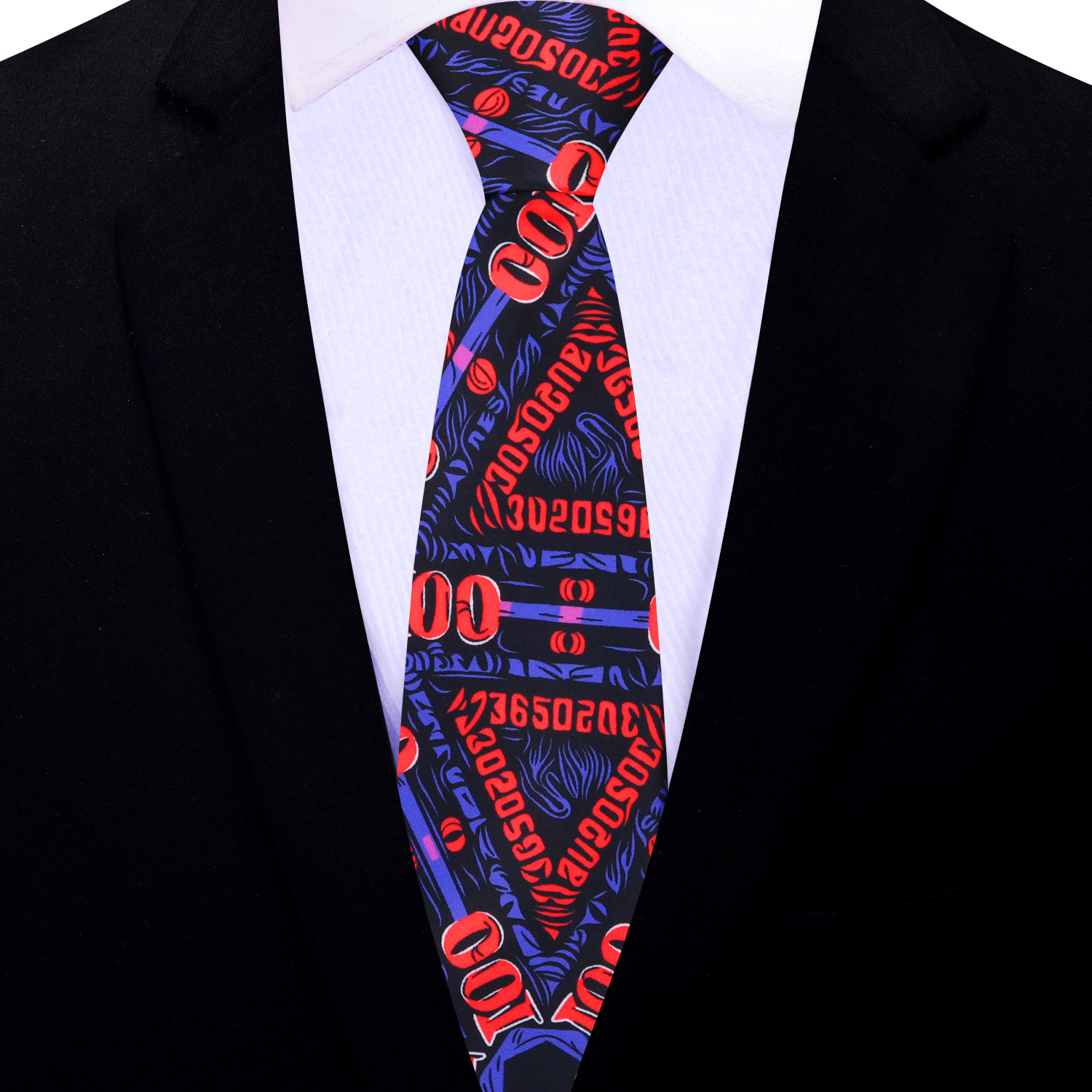 Thin Red, Blue Hundreds Tie