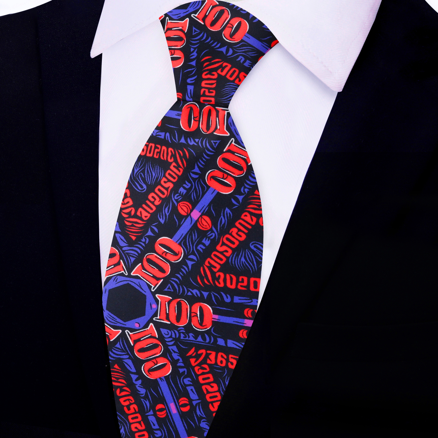 Main Red, Blue Hundreds Tie