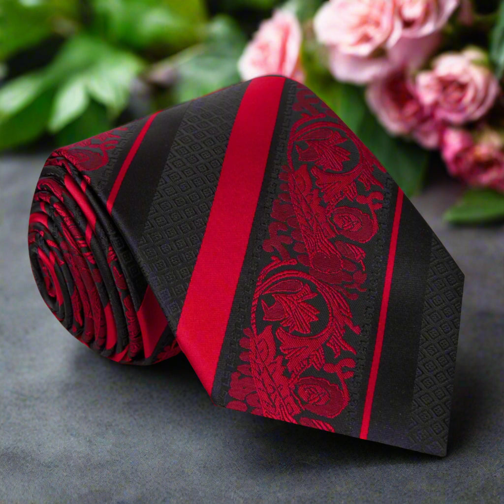 Black, Red Paisley Necktie