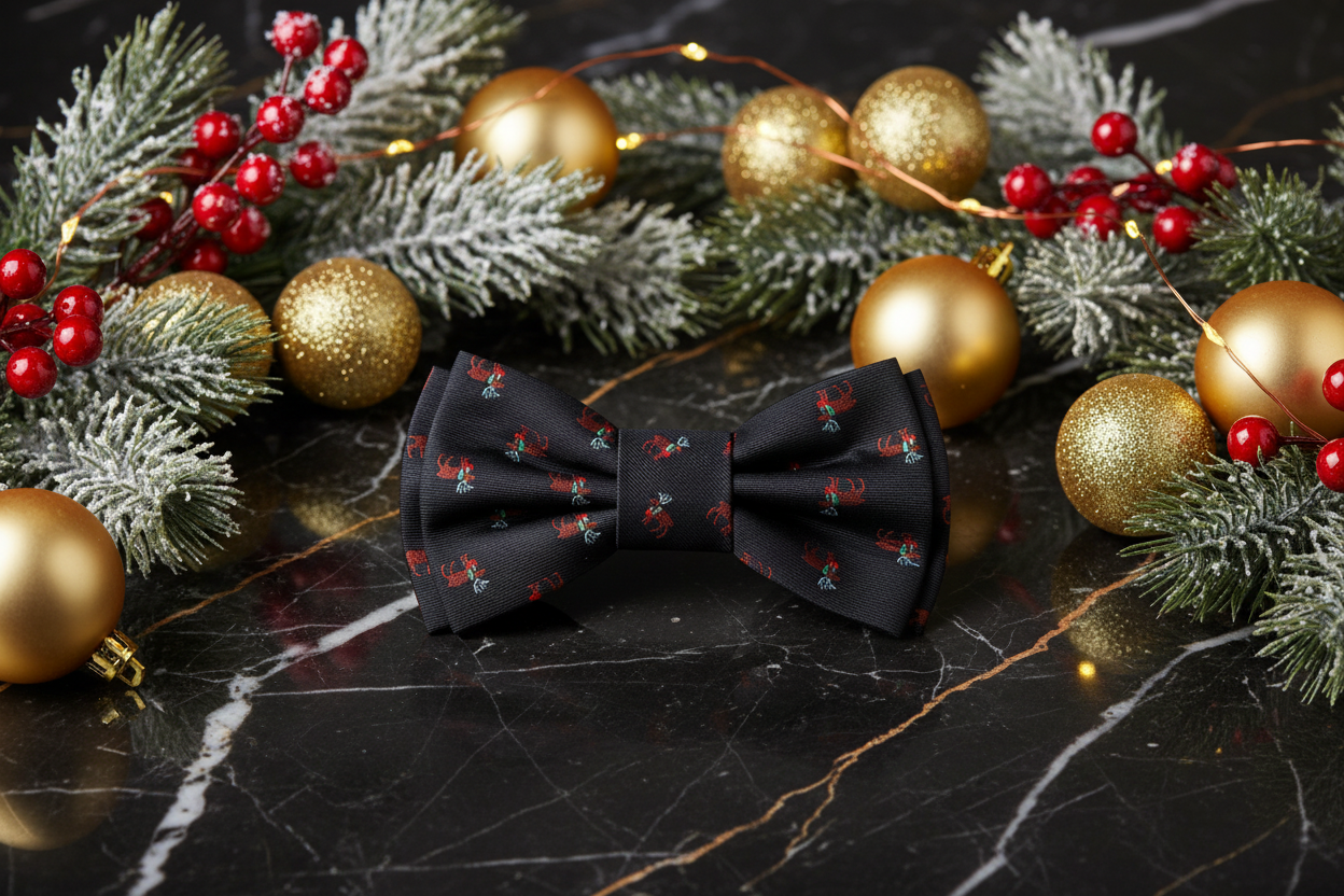 Black, Brown, Red, Green Reindeer Bow Tie Pre Tied