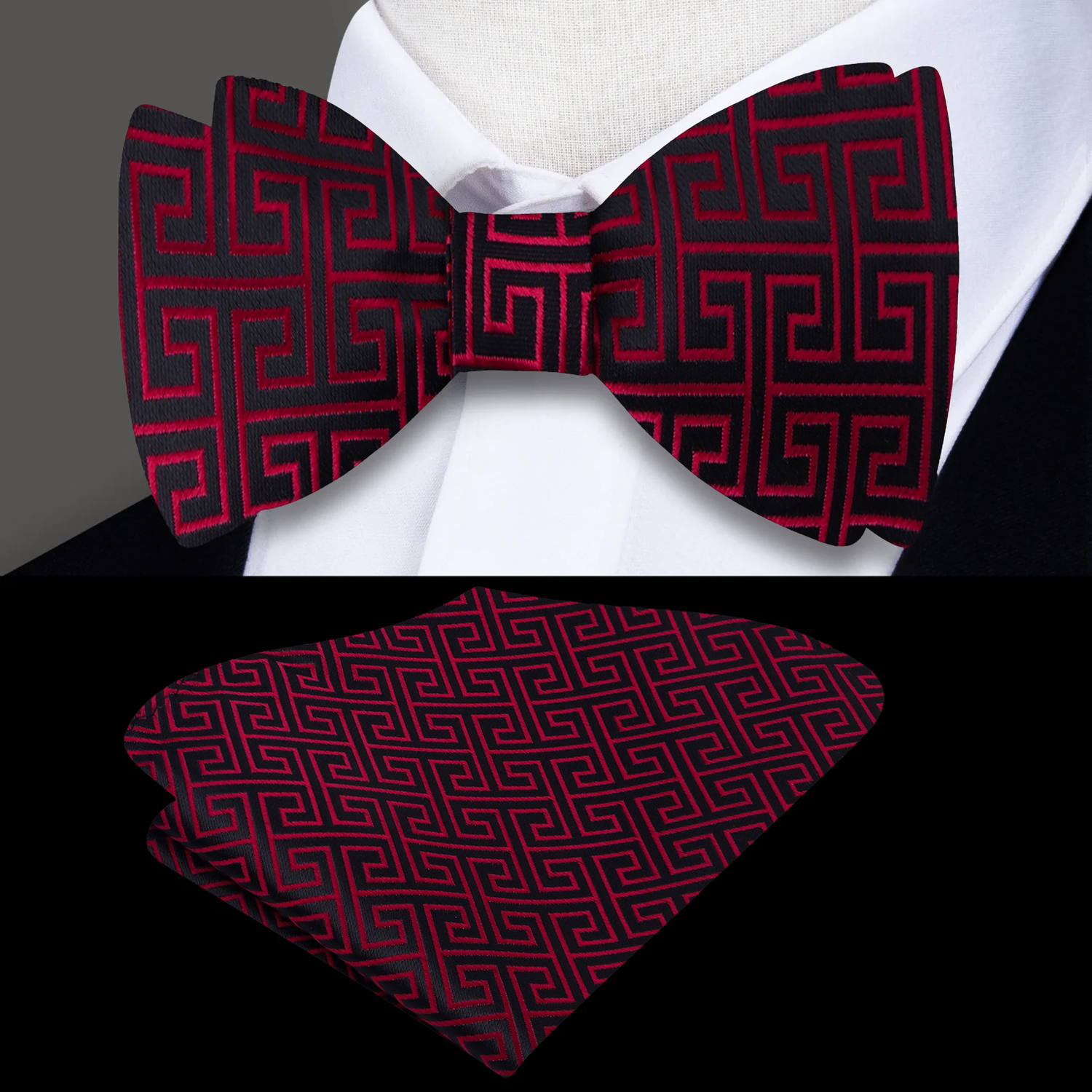 Red Geometric Bow Tie