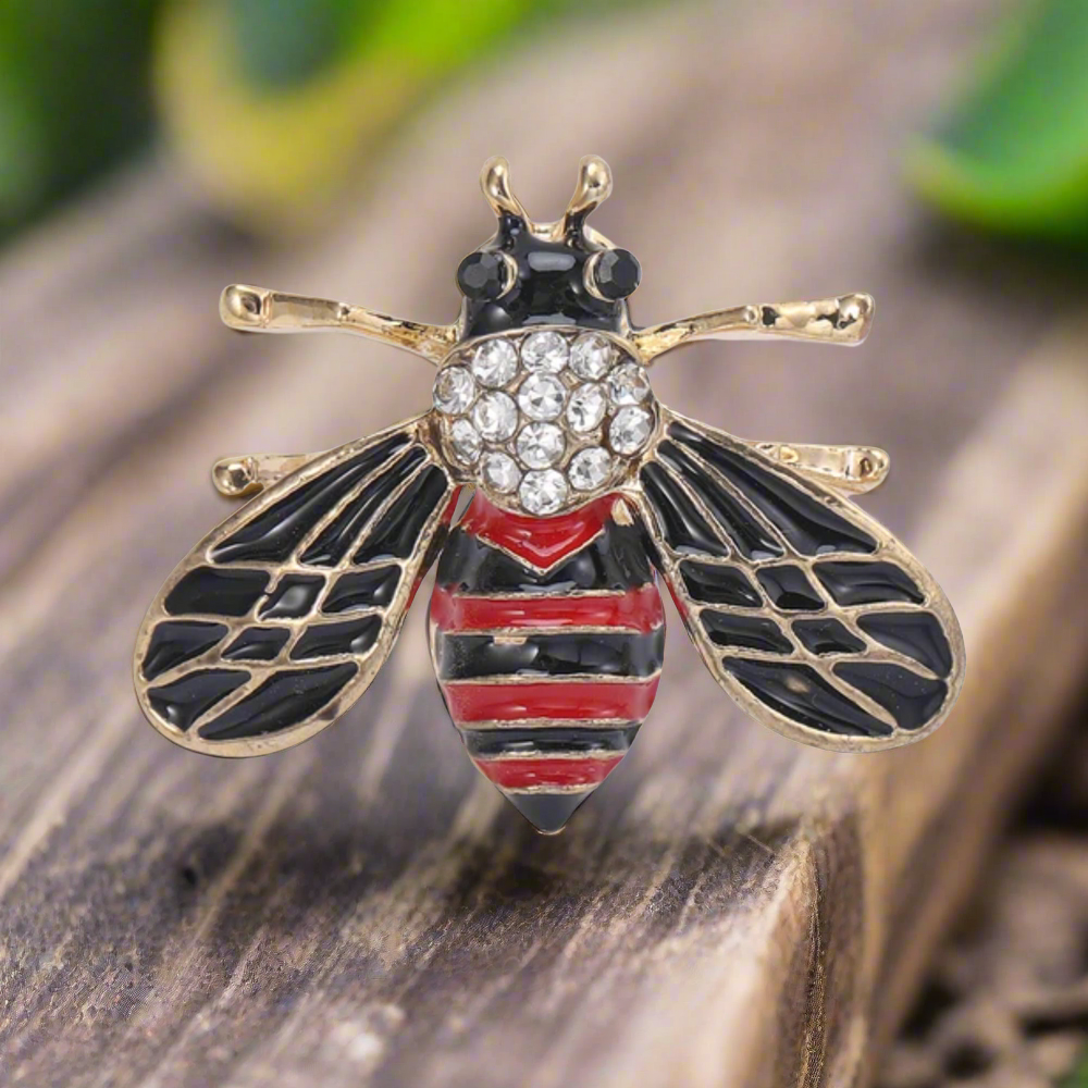 Black, Red Honey Bee Lapel Pin