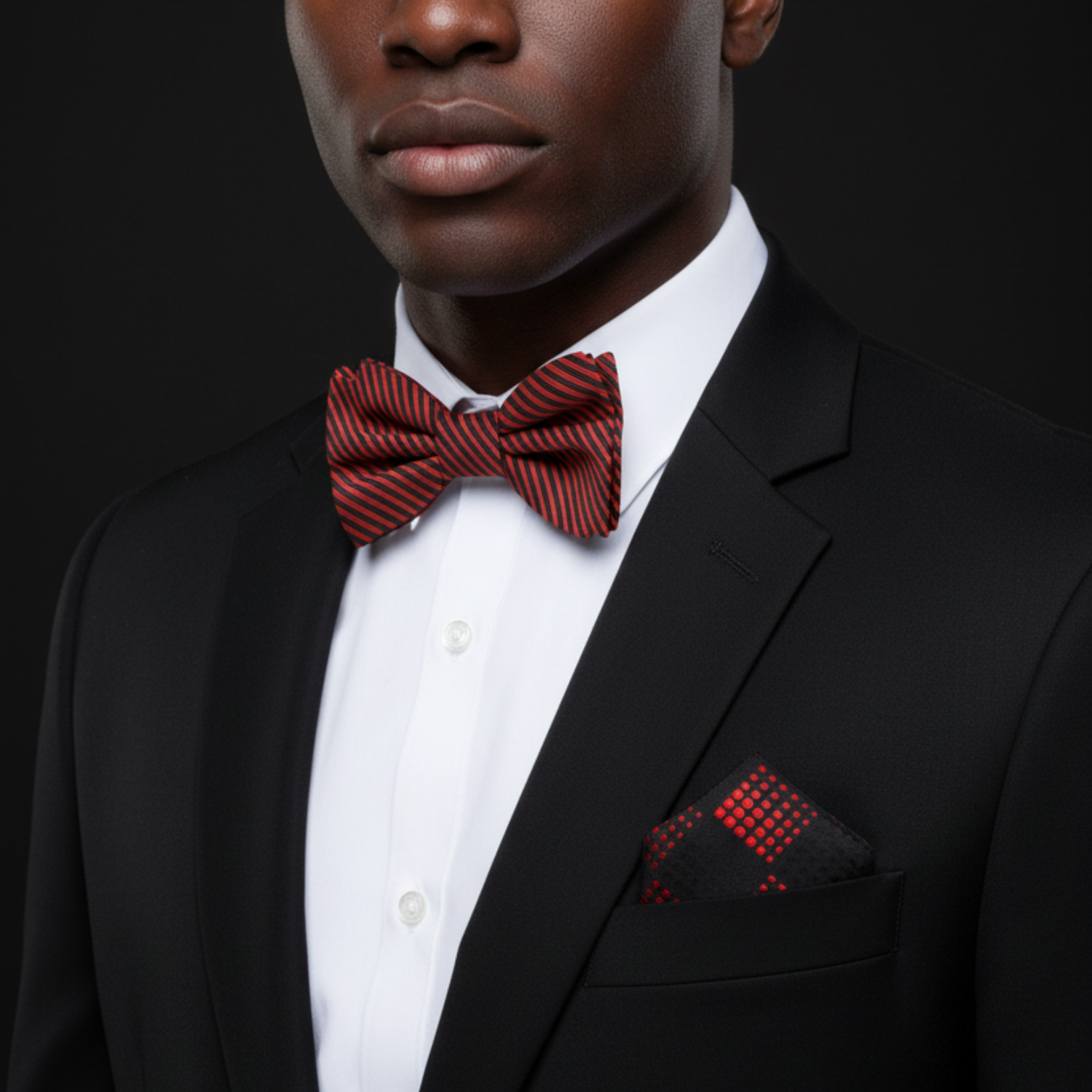 Black & Red Pinstripe Bow Tie | Classic Power, Modern Precision