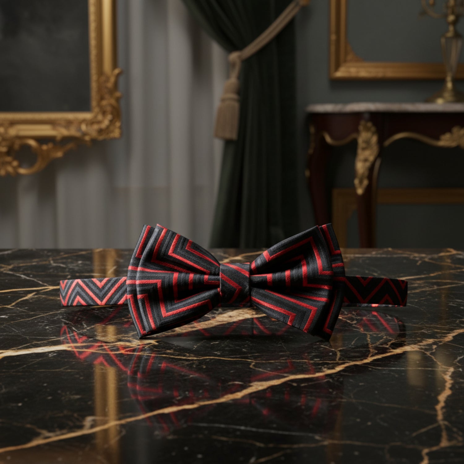 black red chevron bow tie pre tied