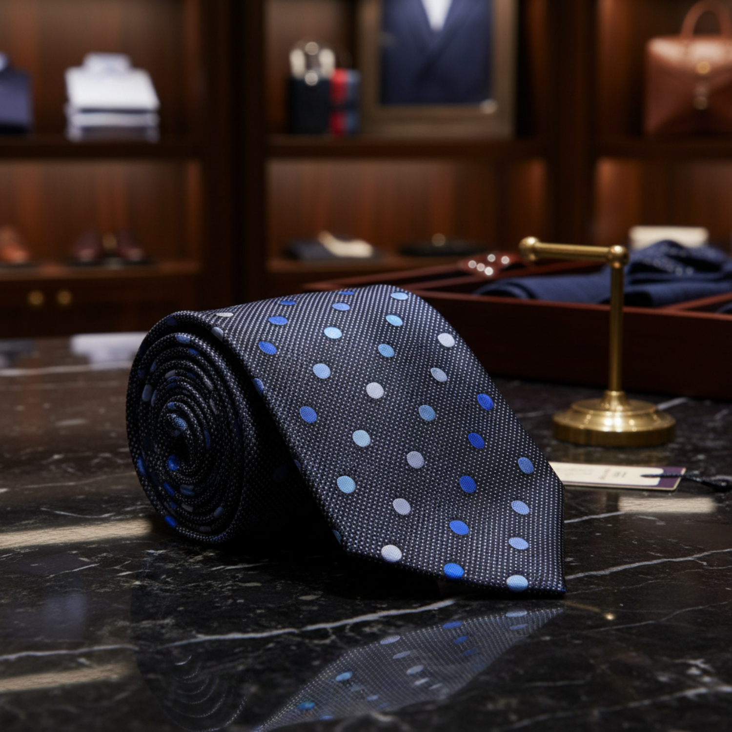 Black Shades of Blue Namaste Polka Necktie a