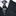 Black suit with a patterned tie and pocket square on a white background