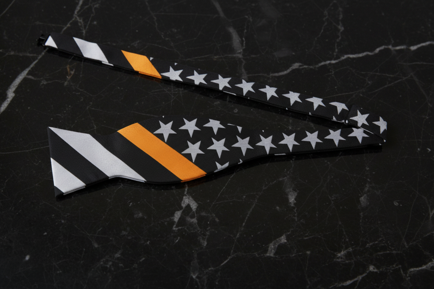 Black, Grey, Yellow Flag Pattern Bow Tie Self Tie