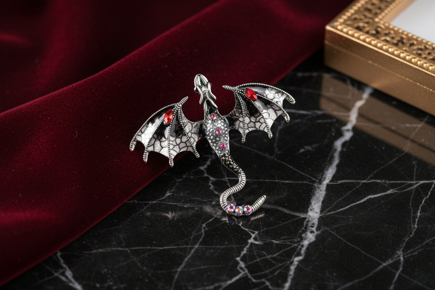 Main View: Black, Grey Dragon Lapel Pin