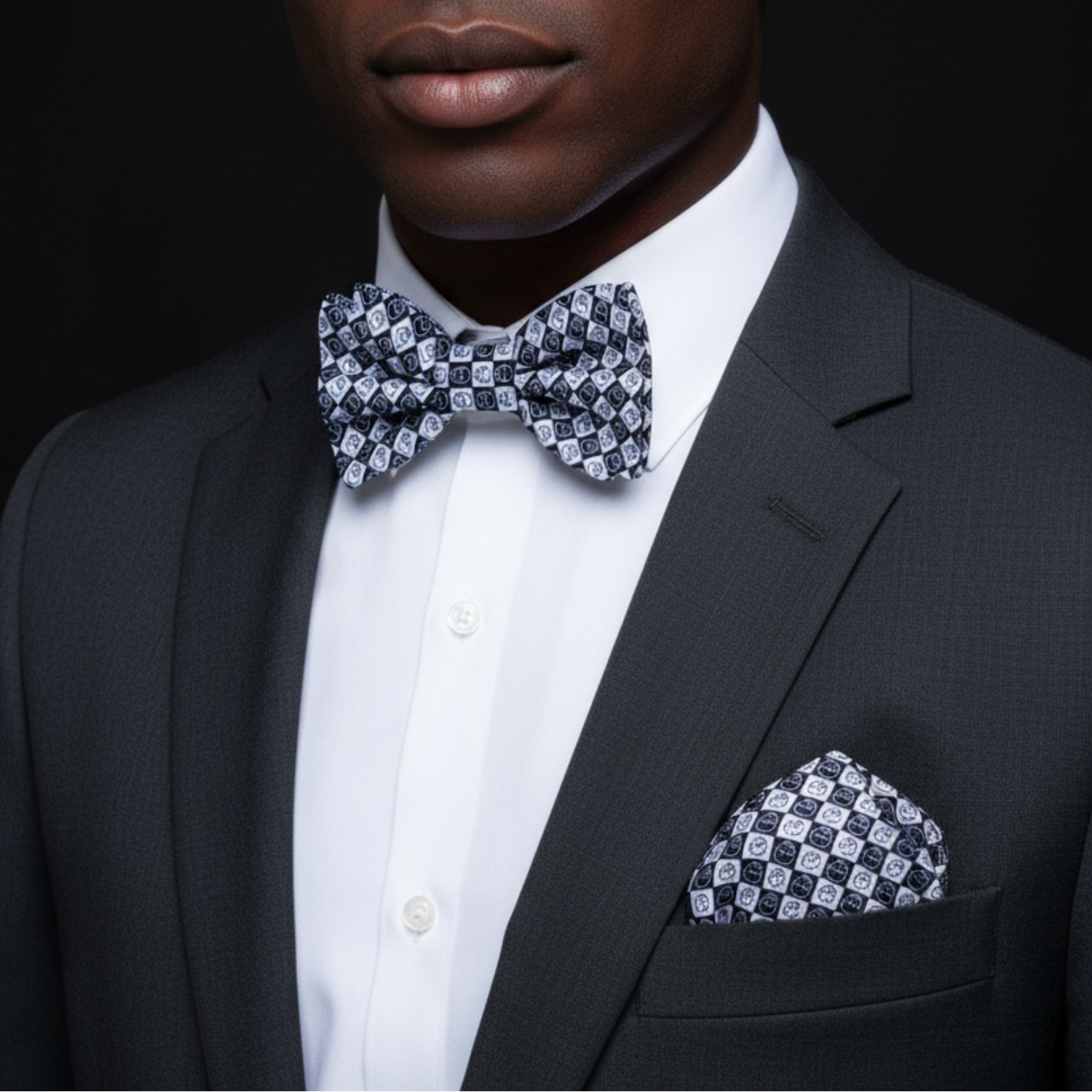 Checkered Skulls Bow Tie