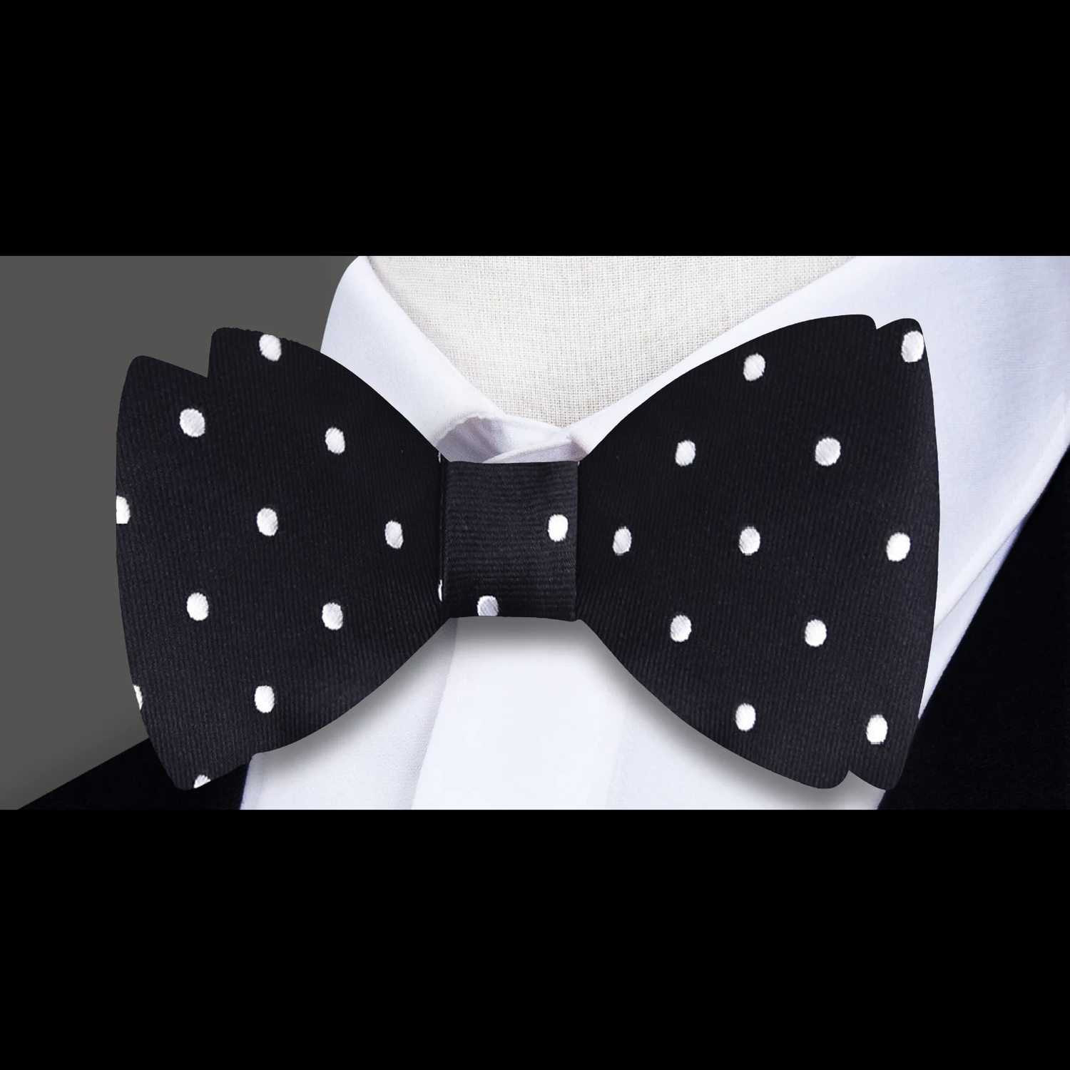 Black with Medium White Dots Bow Tie