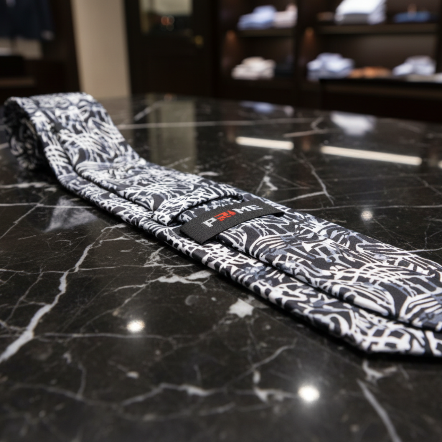 White, Black, Grey Abstract Necktie Keep
