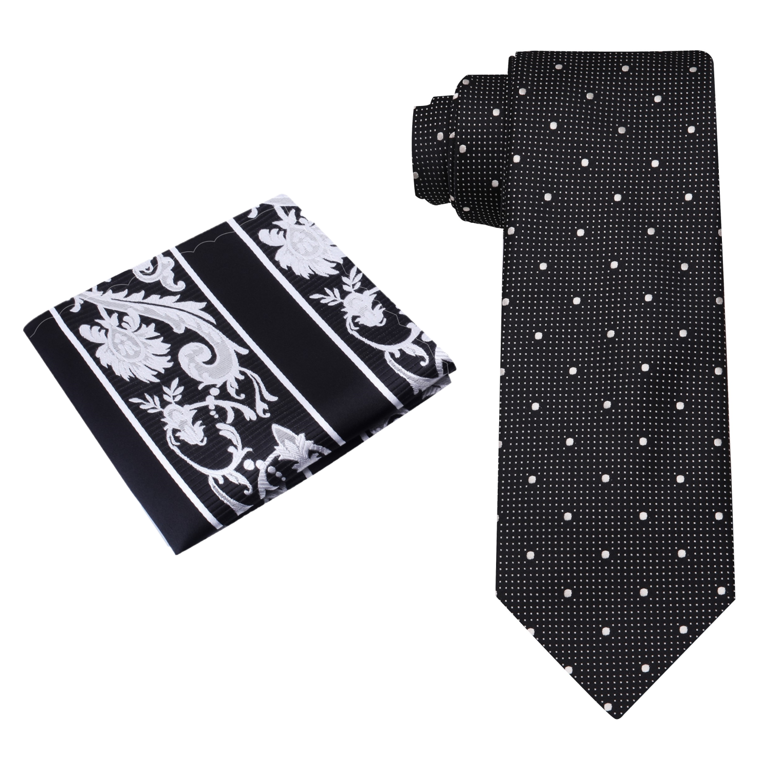 Alt Black, White Polka Necktie and Accenting Square