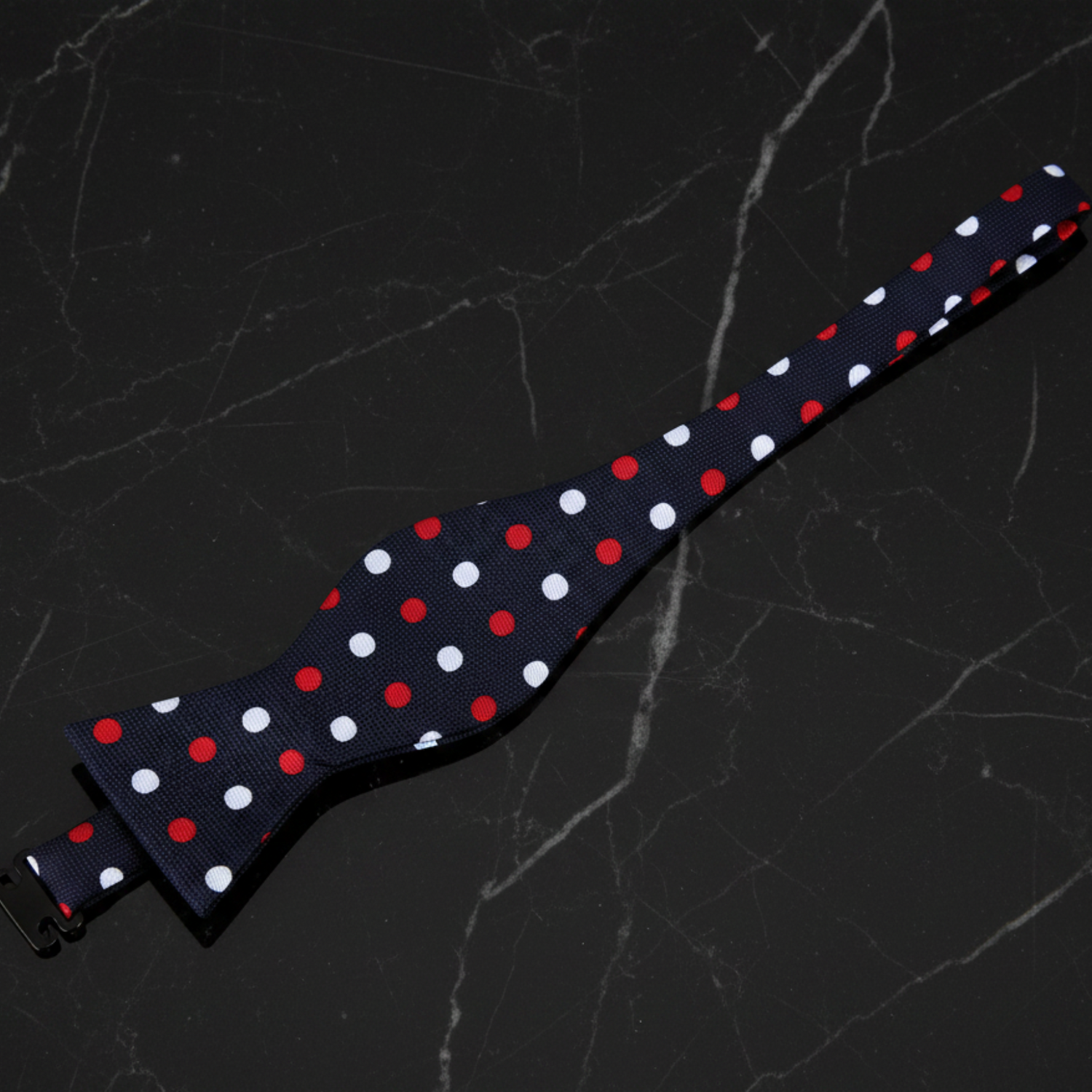 Self Tie: Black, White, Red Polka Bow Tie a 