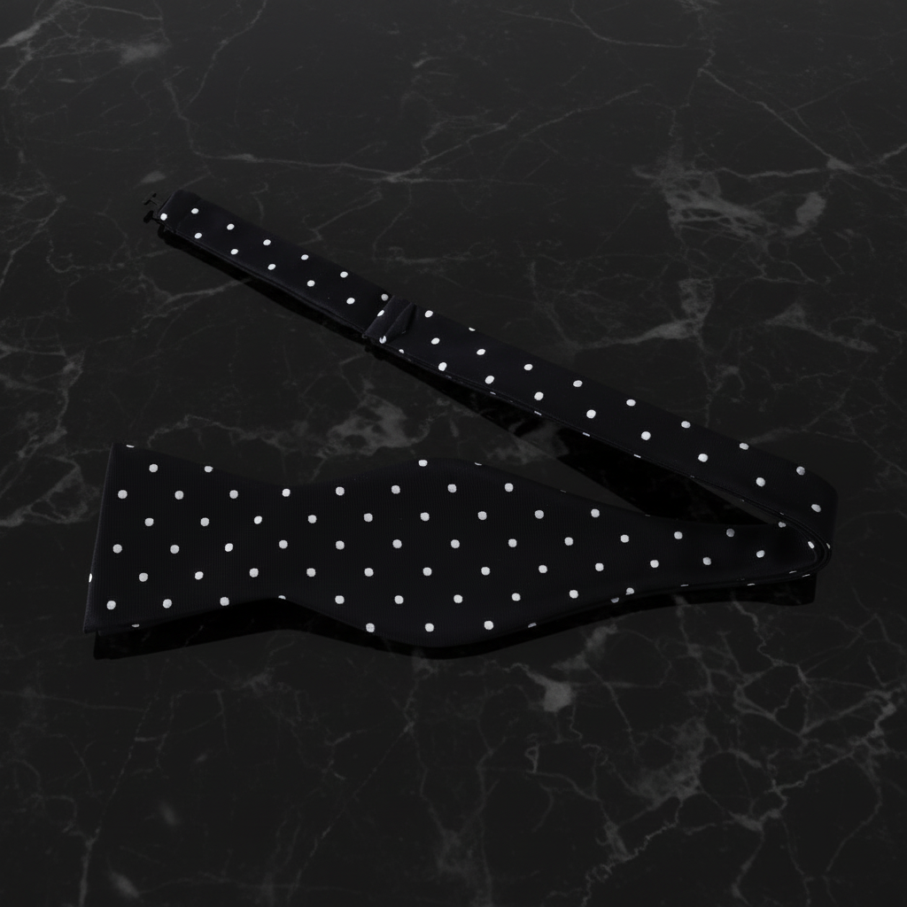 Black, White Small Dots Bow Tie 