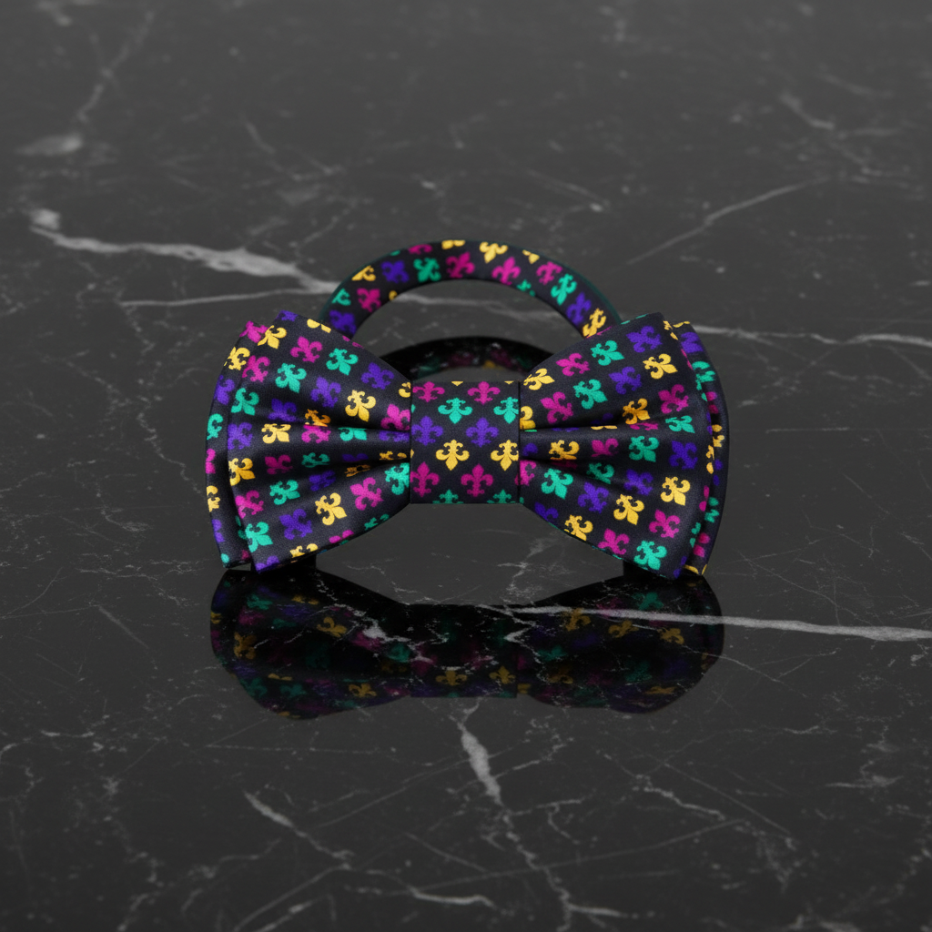 Black Yellow Pink Purple Teal Fleur De Lis Bow Tie Pre Tied