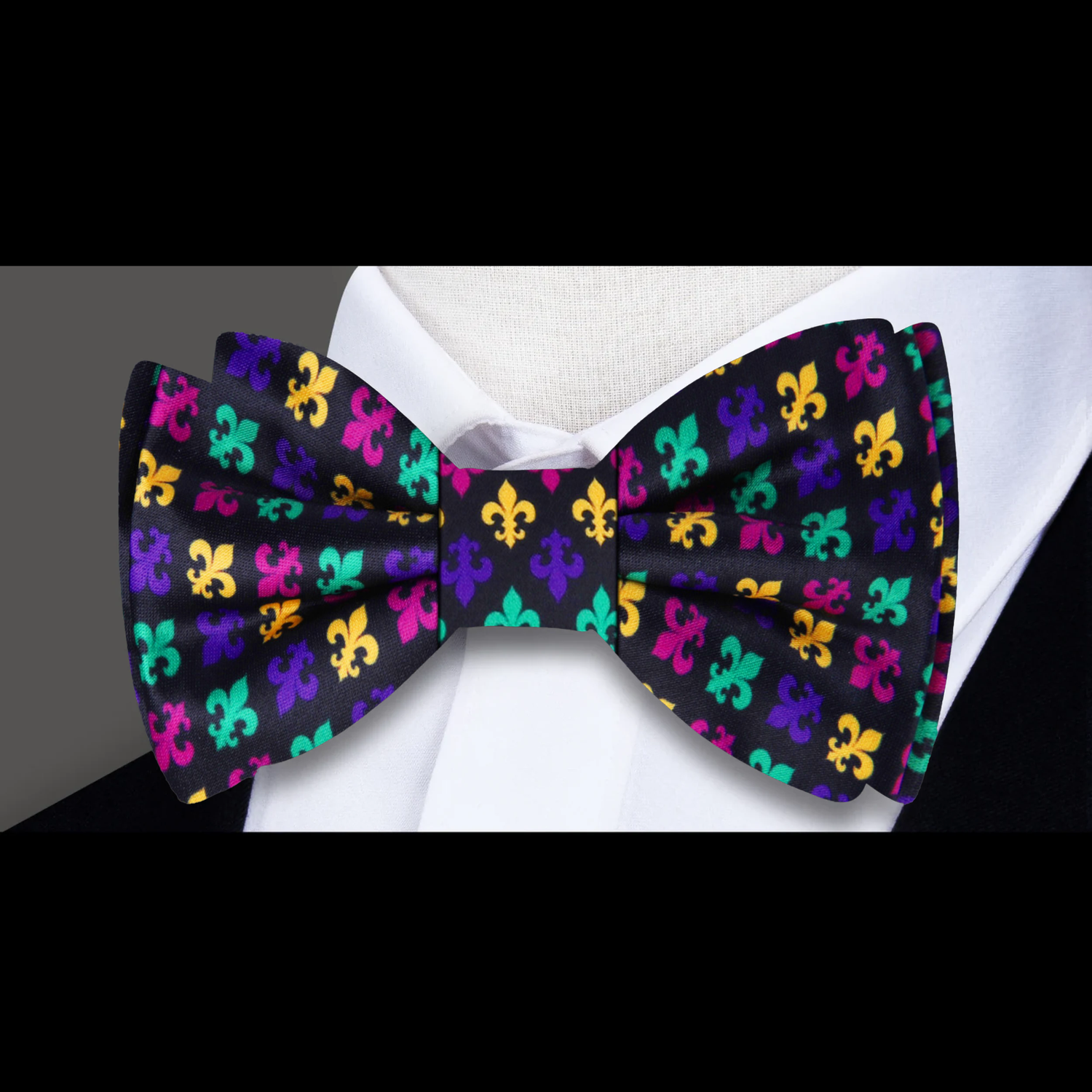 Black Yellow Pink Purple Teal Fleur De Lis Bow Tie