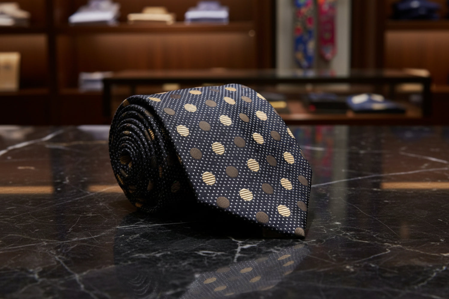 Black Gold Polka Necktie a 