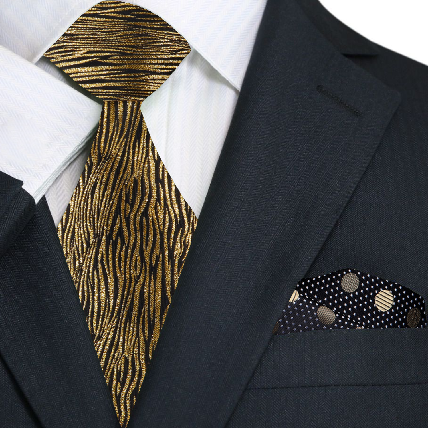 Gold & Black Animal Print Necktie | Bold Pattern Statement Tie