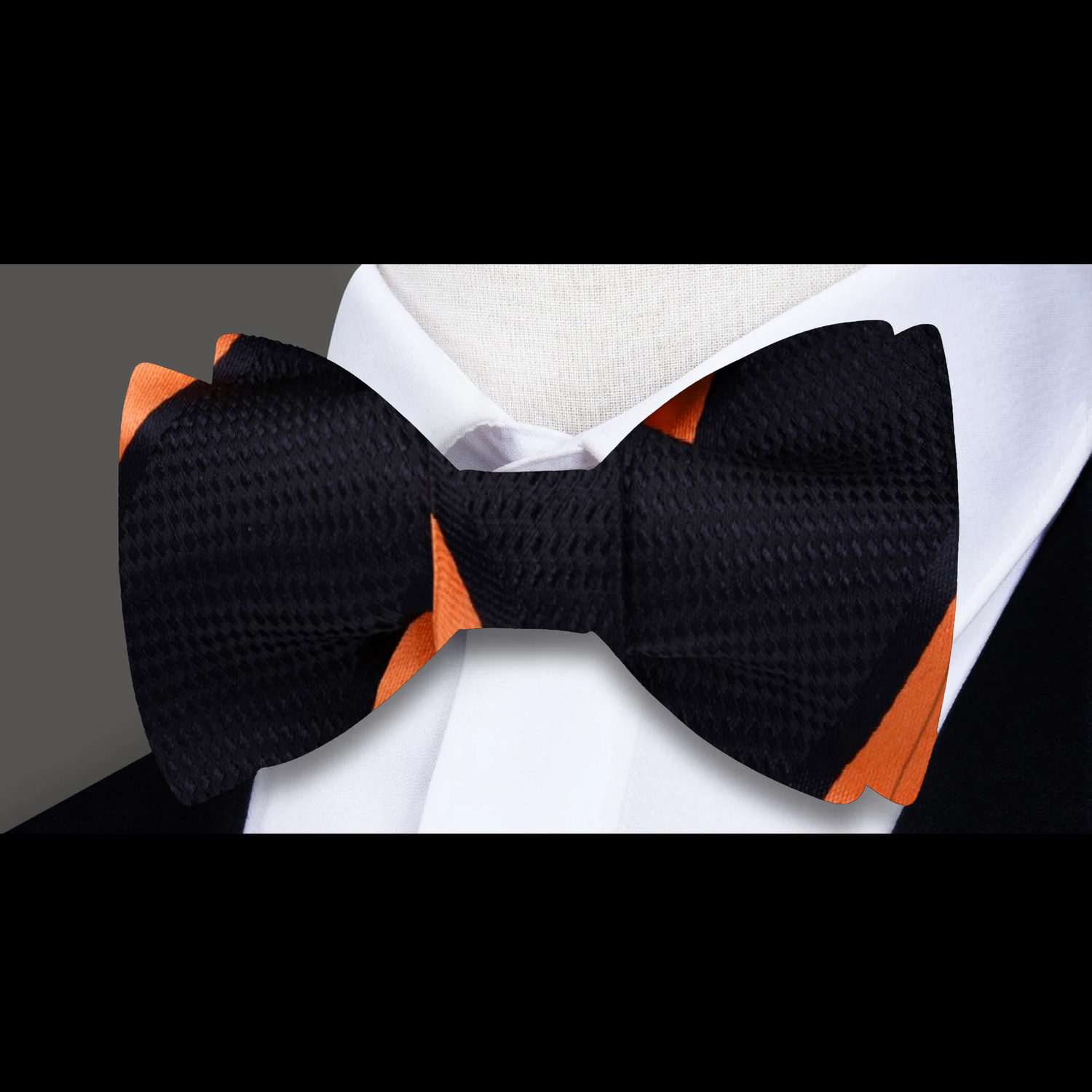 Black, Orange Stripe Bow Tie 