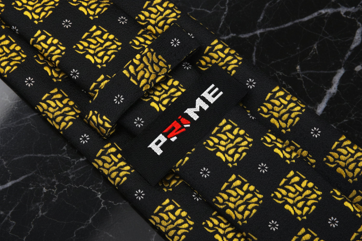 Black, Yellow Gold Geometric Necktie Keep
