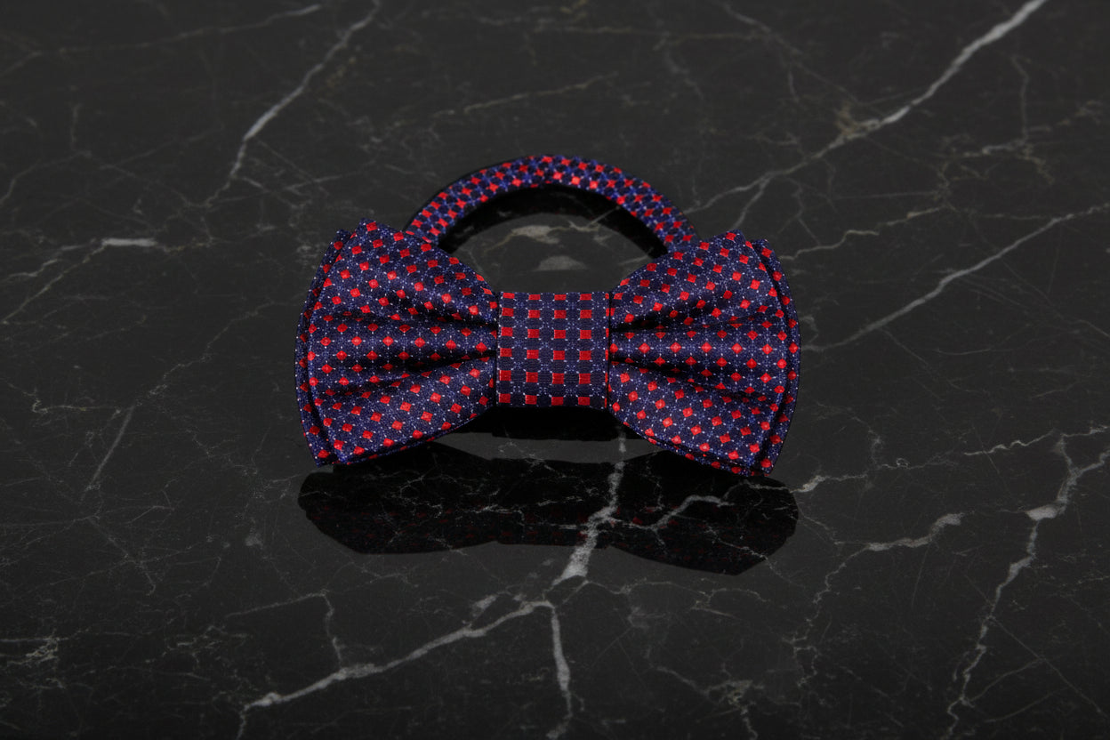 Pre Tied Black, Red, Purple Check Bow Tie