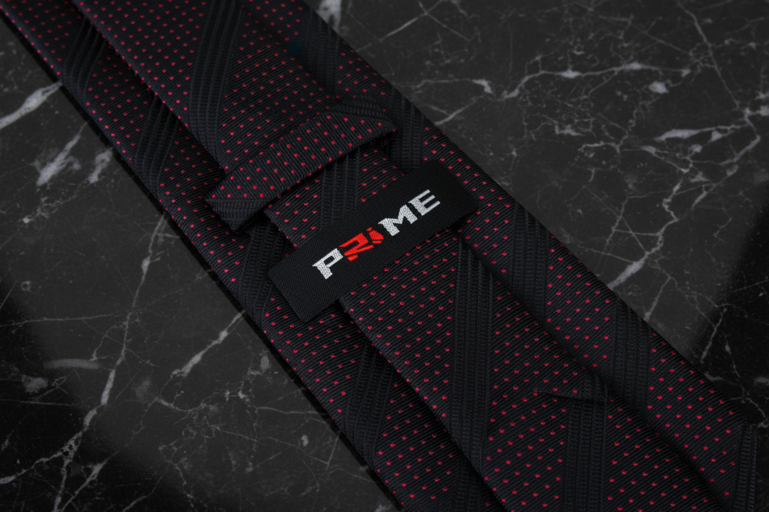 Black with Black Stripes Red Dots Necktie Keep