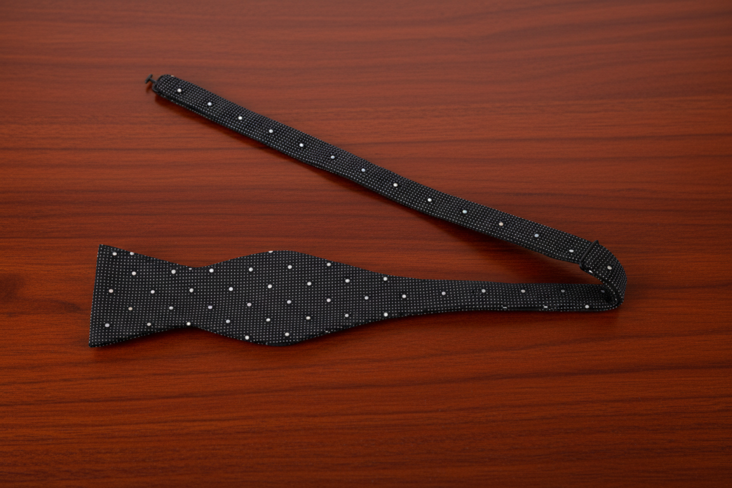 Black, White Dot Self Tie Bow Tie