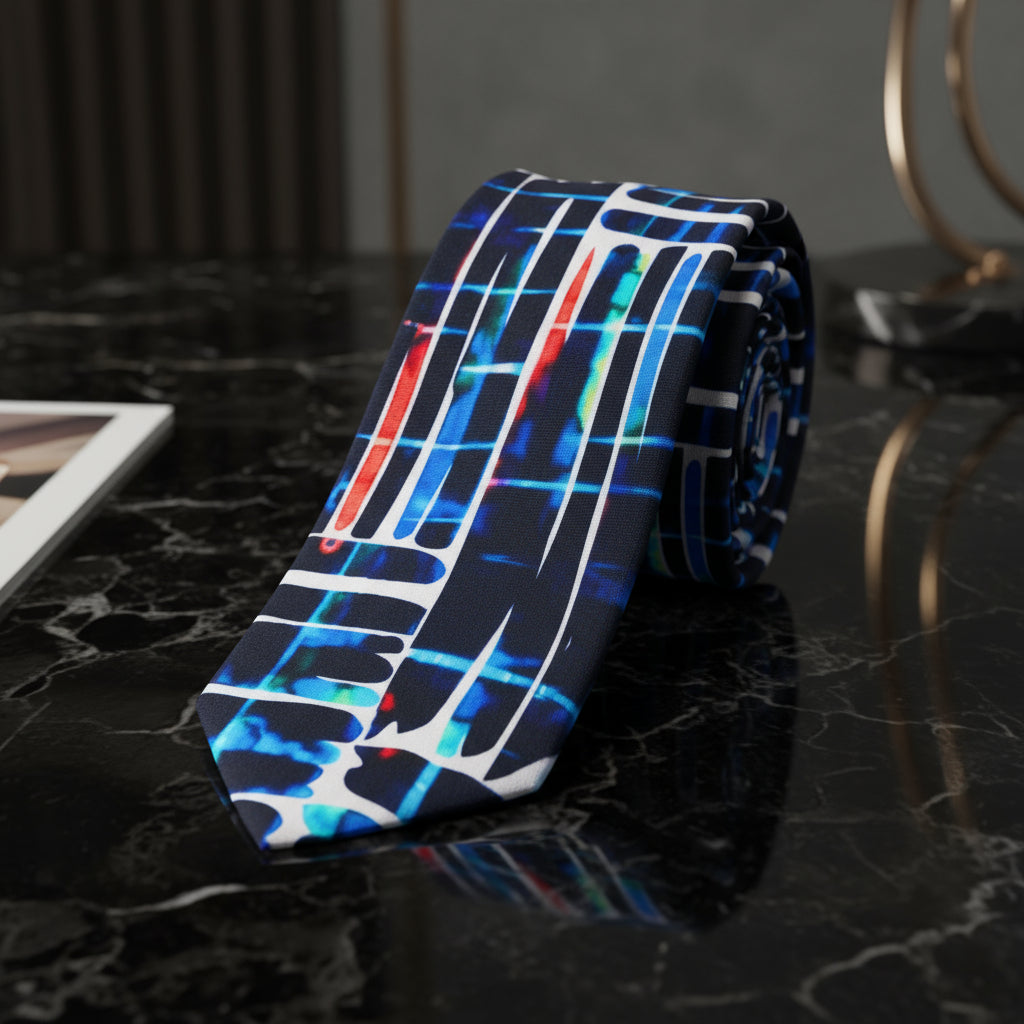Alt View: White, Blue, Red Abstract Necktie