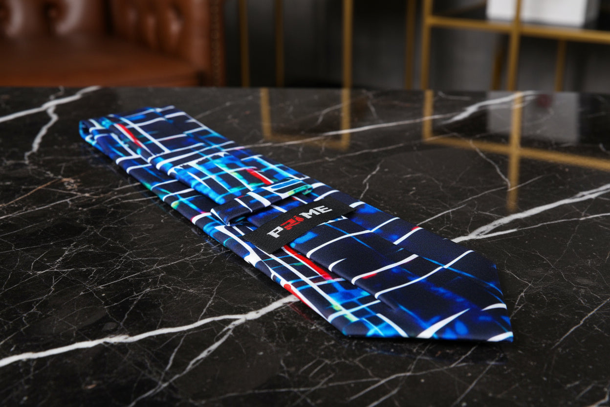 White, Blue, Red Abstract Necktie Keep