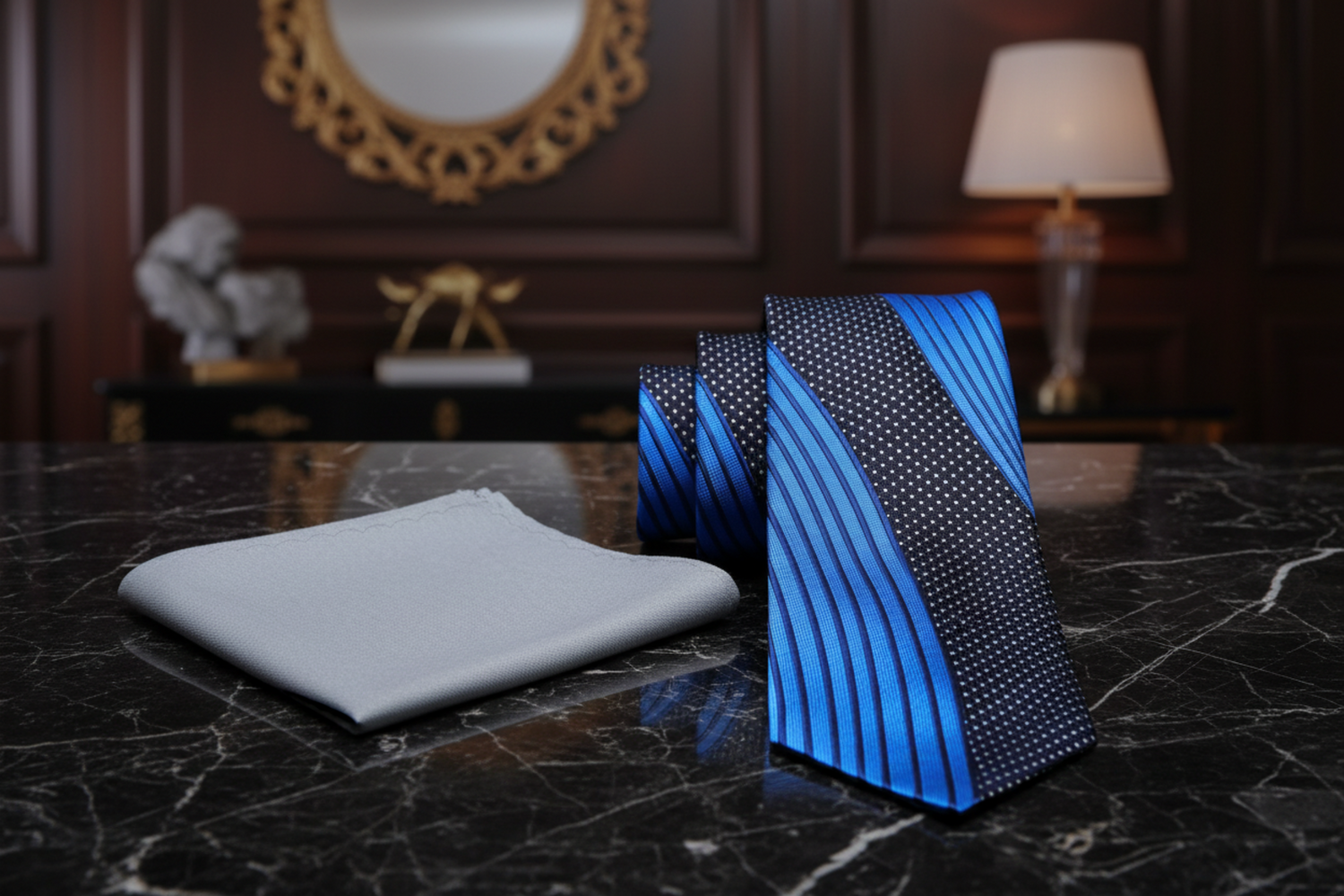 Alt View Blue, Black United Tie and Grey Square