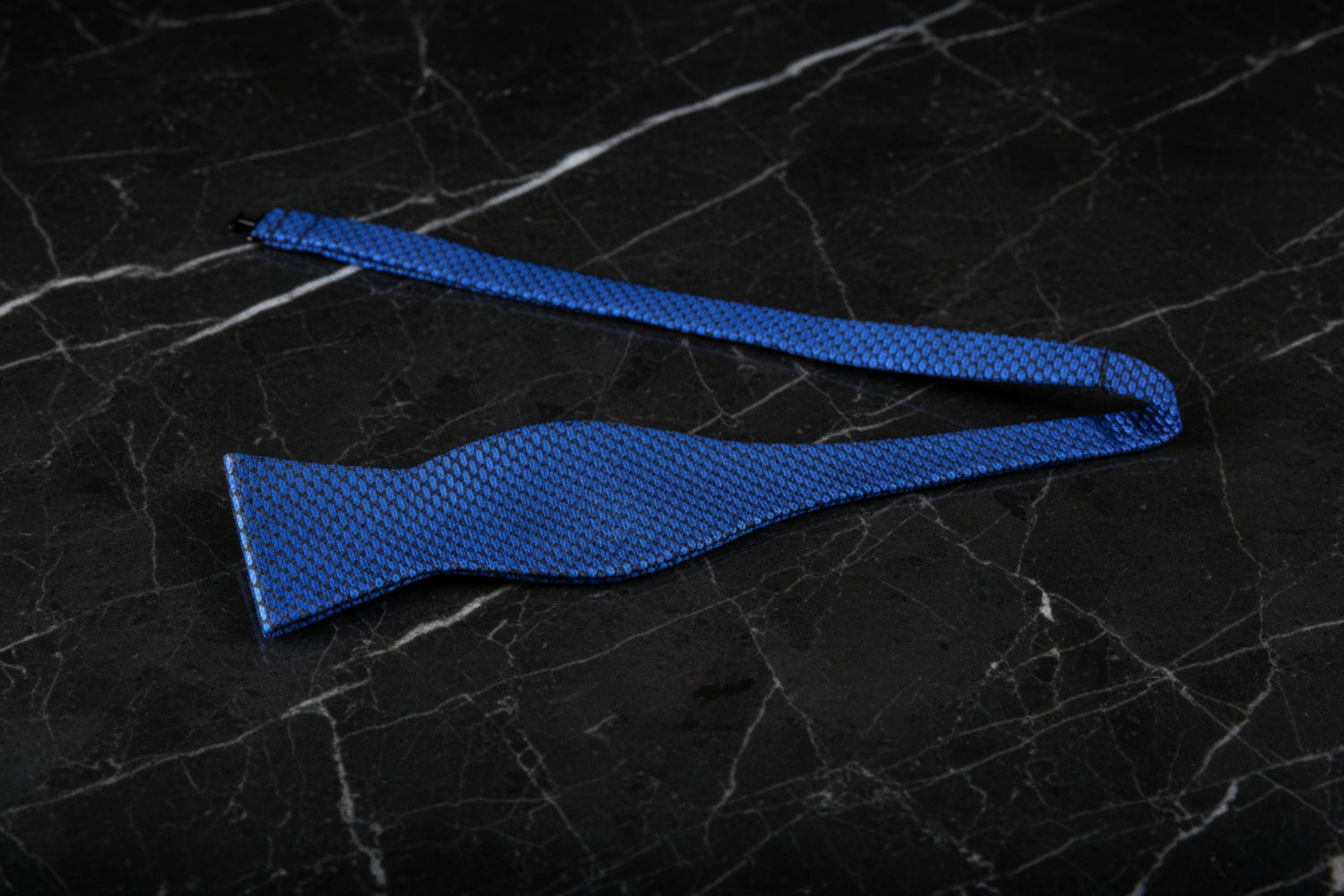 Self Tie: Blue, Black Geometric Bow Tie 