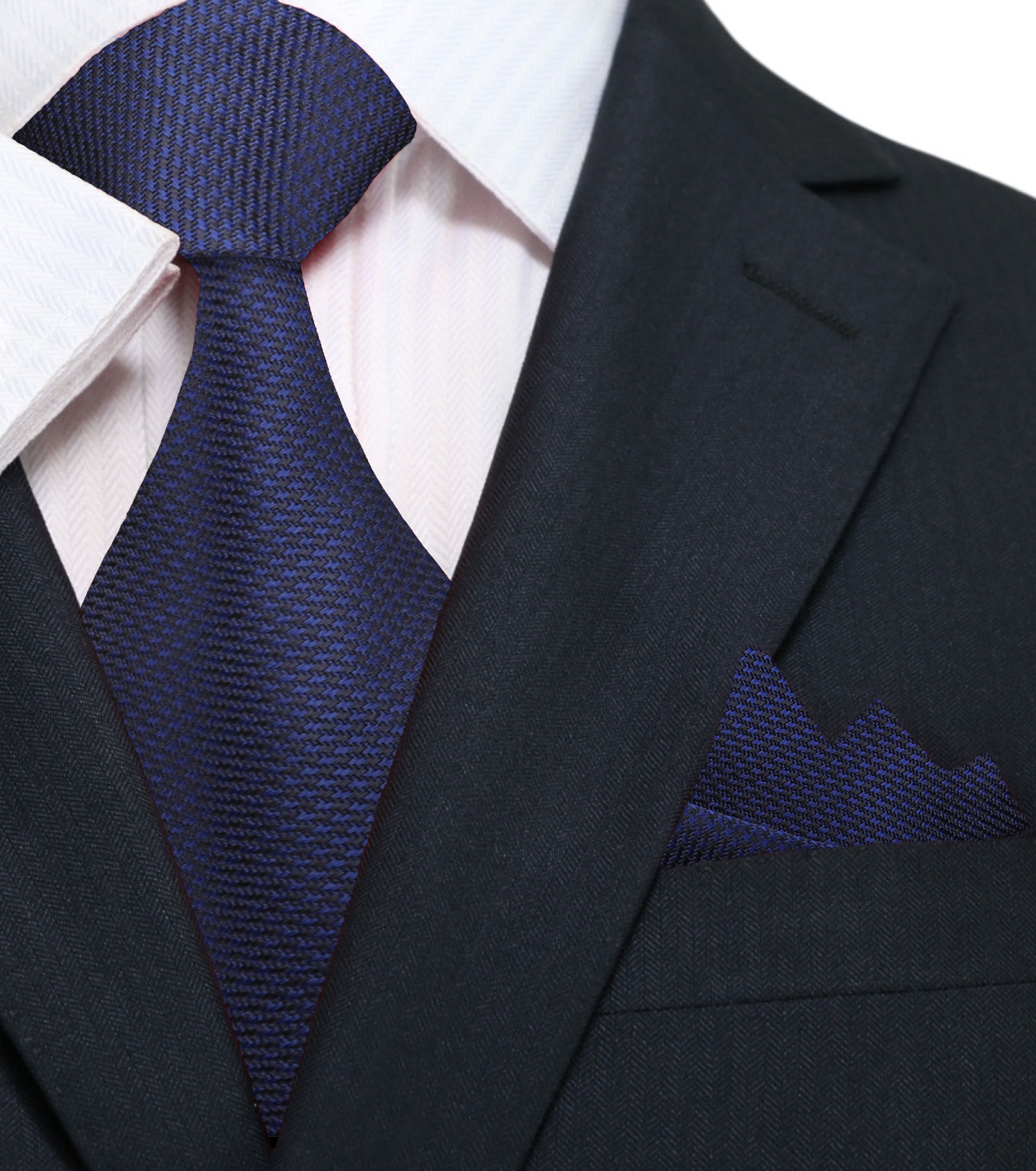 Blue and Black Hounds Tooth Tie and Square