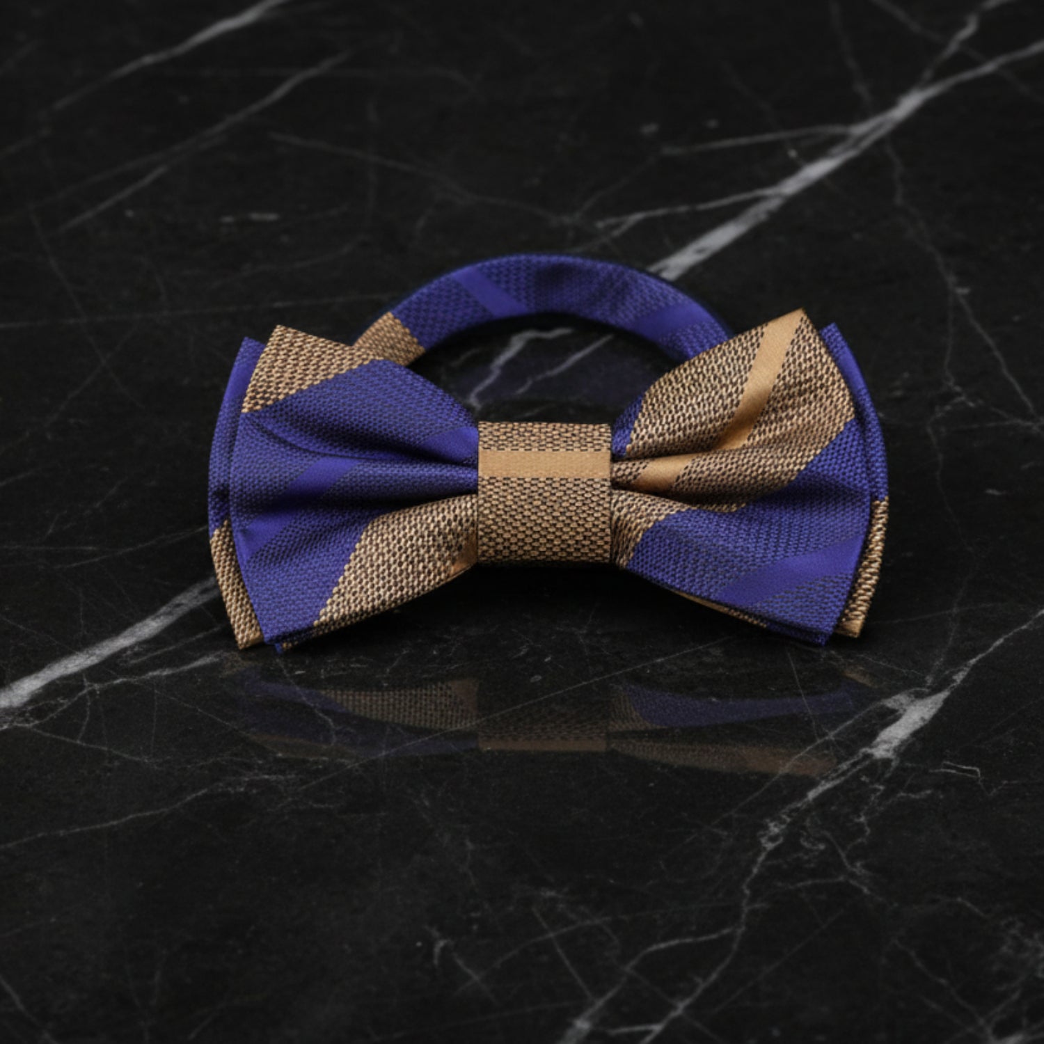 Pre Tied Brown Blue Bow Tie