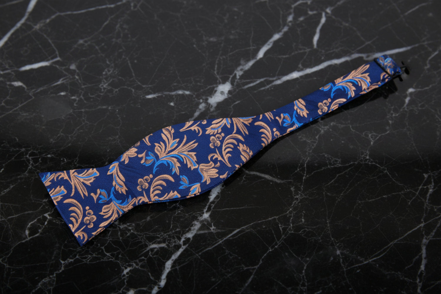Shades of Blue and Brown Vines and Flowers Bow Tie Self Tie