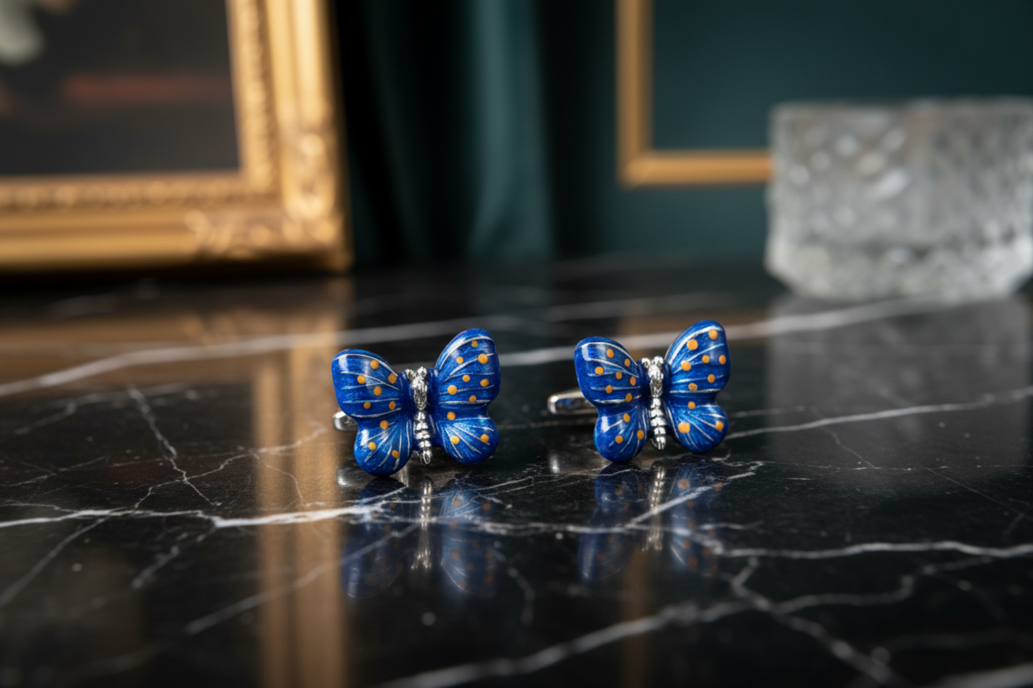 Blue butterfly cufflinks