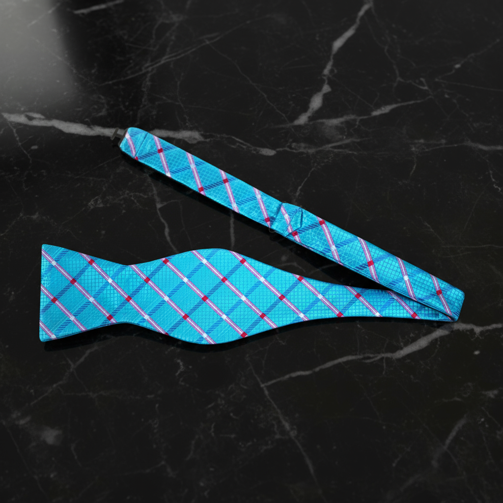 Blue Geometric Bow Tie Self Tie