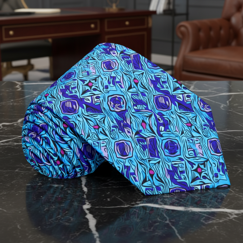 Shades of Blue and Purple Abstract Necktie