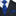 Blue patterned tie and pocket square set on a black suit jacket.