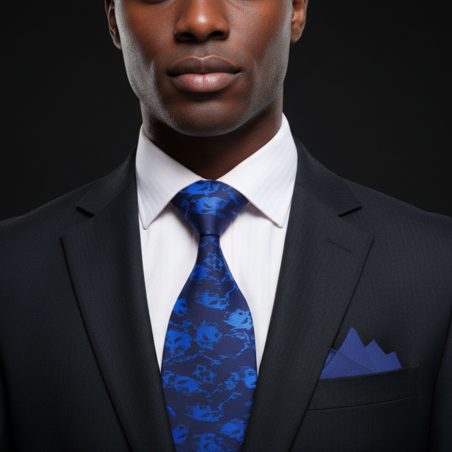 Abstract Blue Necktie | Dark Blue Pattern Formal Tie