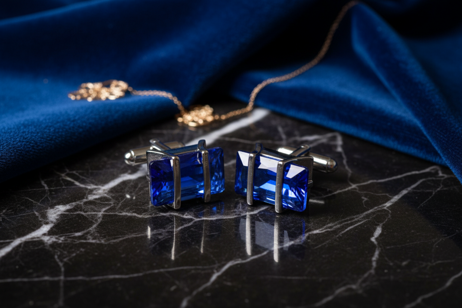 Chrome Blue Cufflinks
