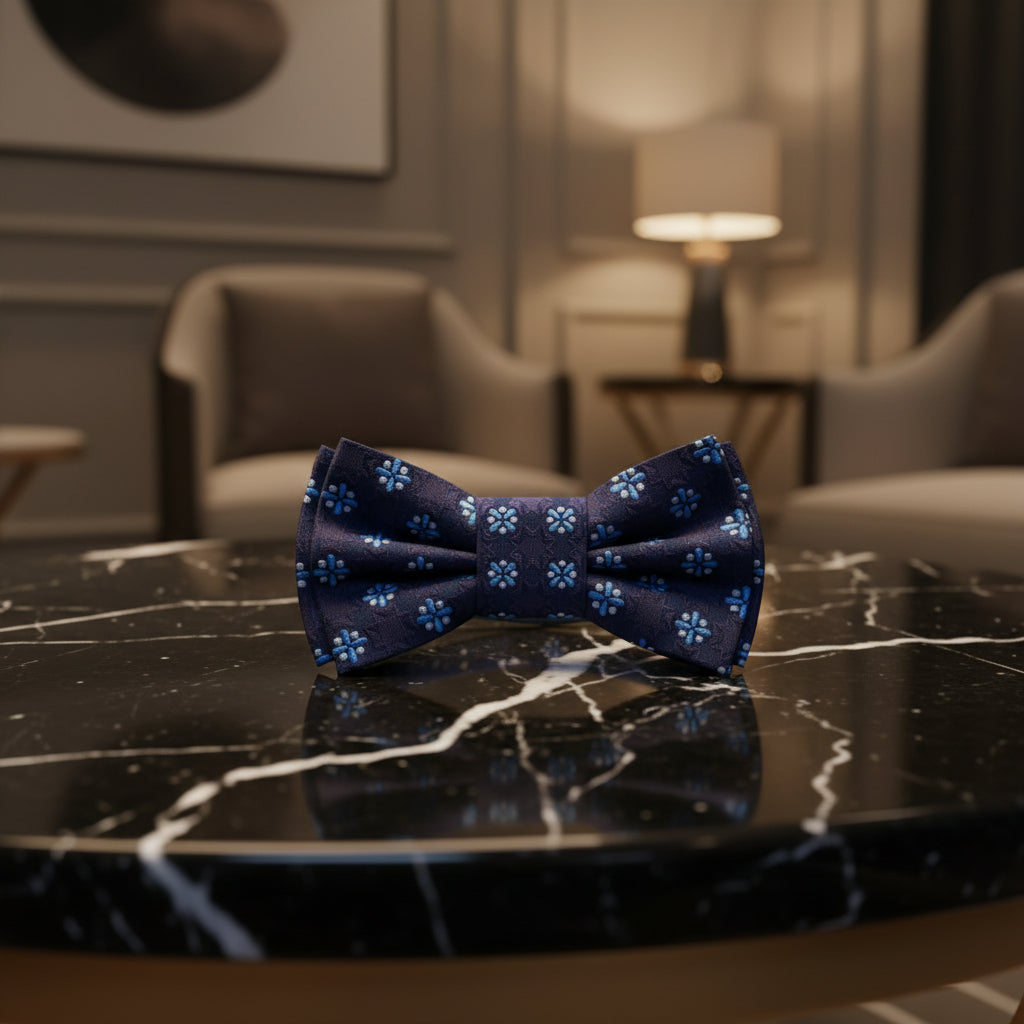 Pre Tied: Blue, Light Blue Bursts Bow Tie and Matching Square 