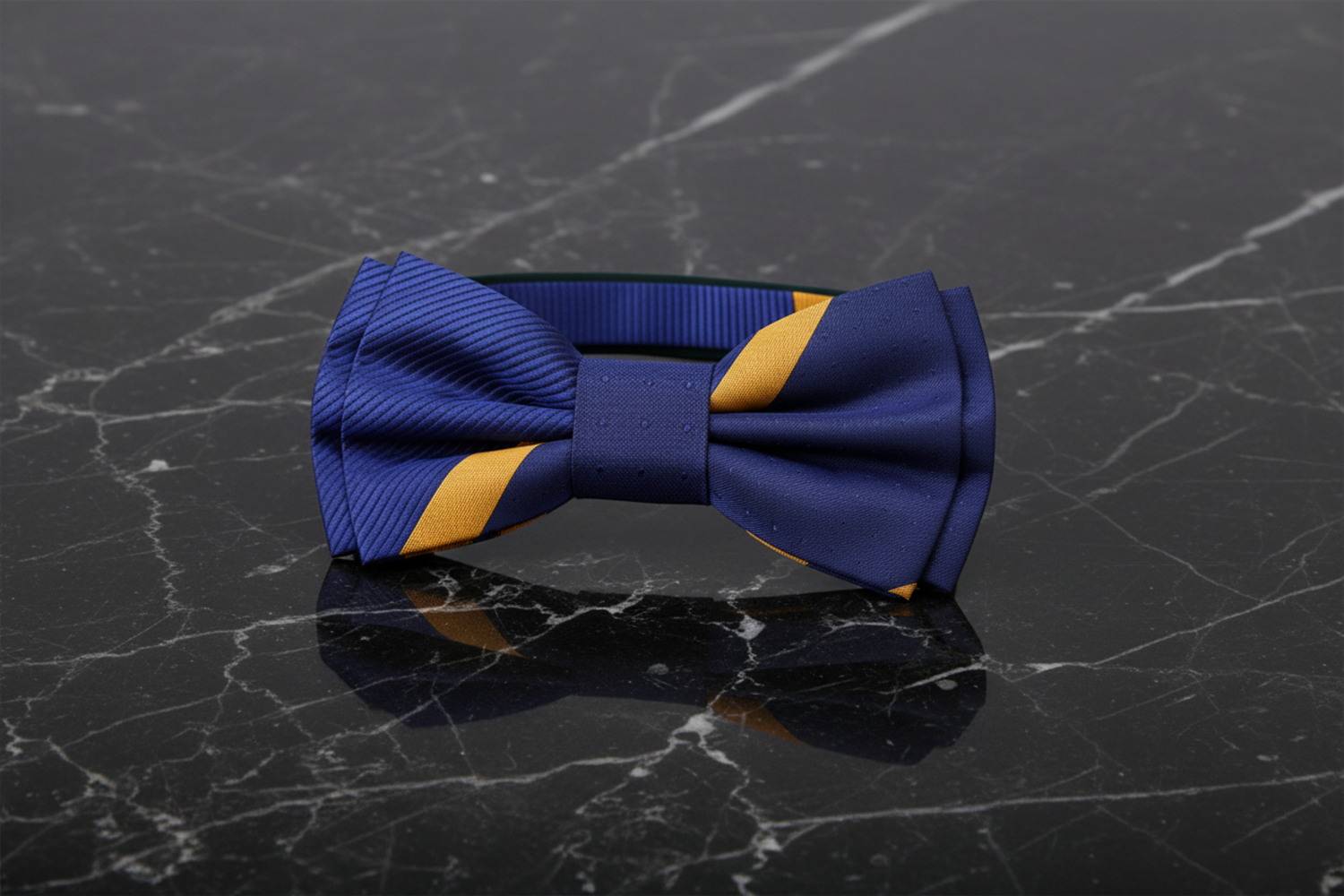 Blue and Yellow Gold Bow Tie Pre Tied