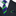 Navy blue tie with green stripes and matching pocket square on a suit jacket