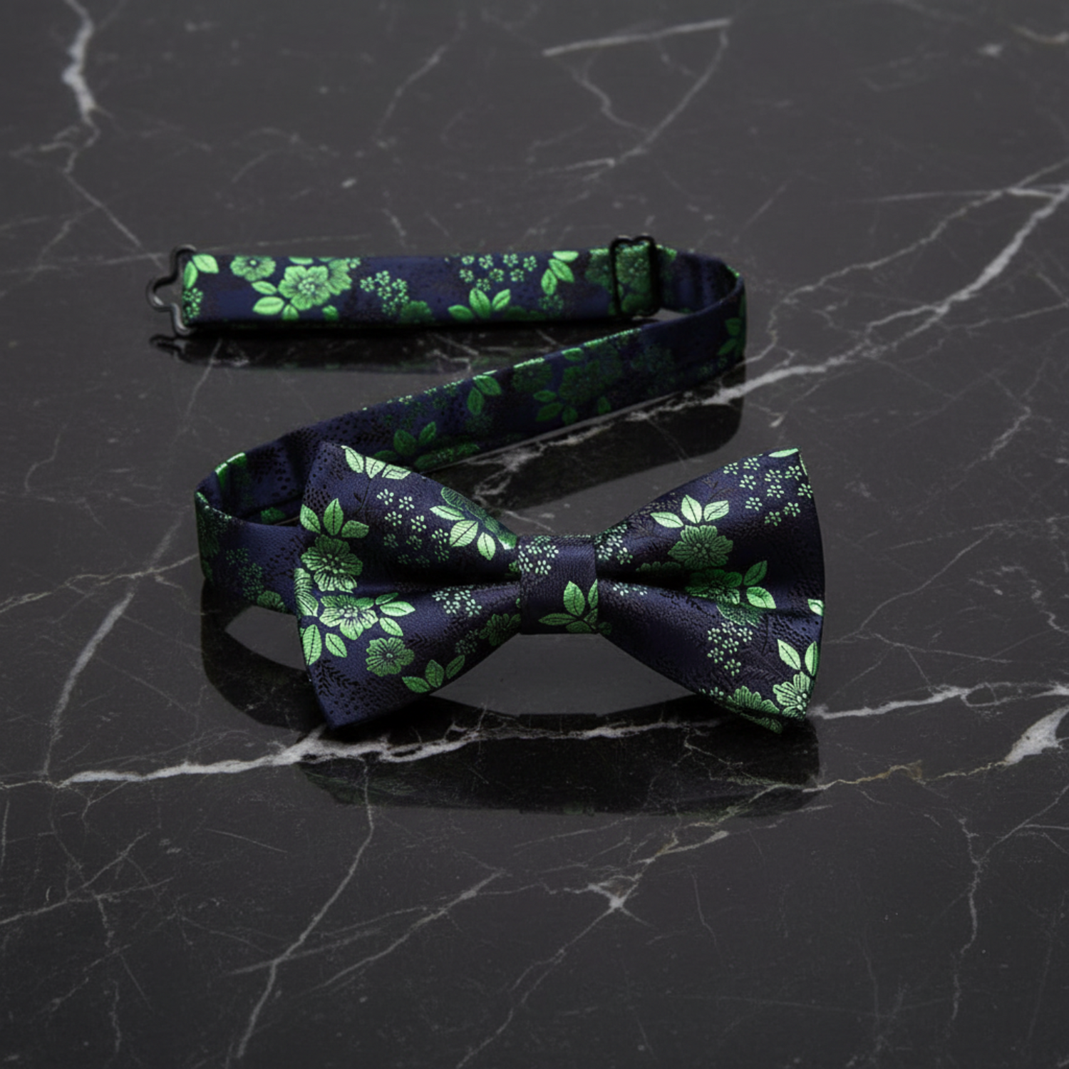 Blue Green Floral Pre Tied Bow Tie