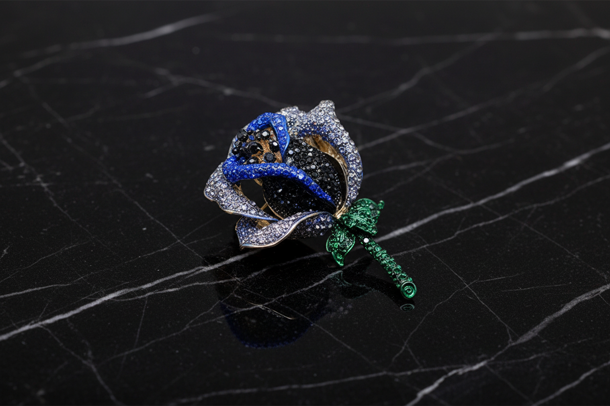 Blue Green Rose Lapel Pin