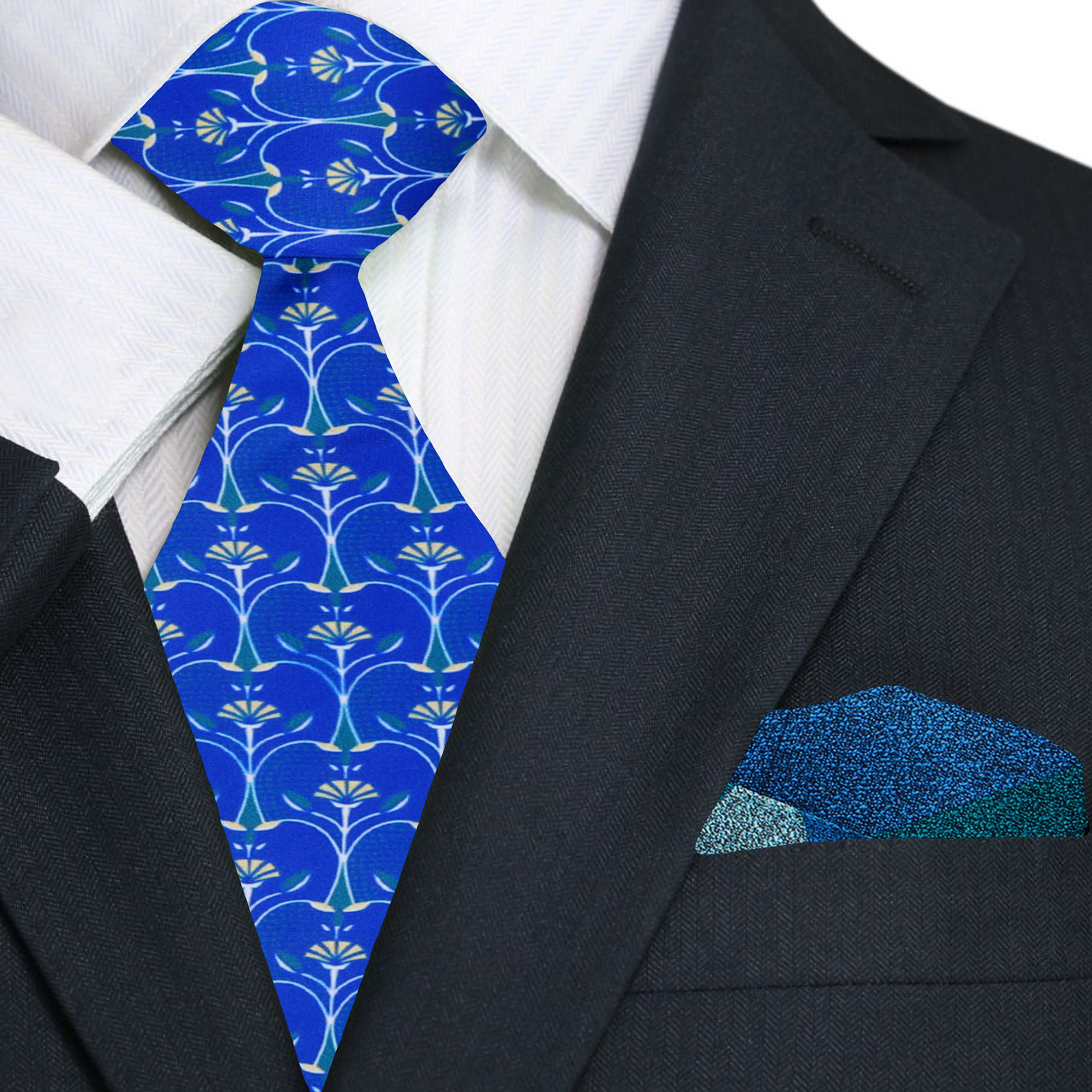 Blue Apple Slices Necktie and Accenting Square