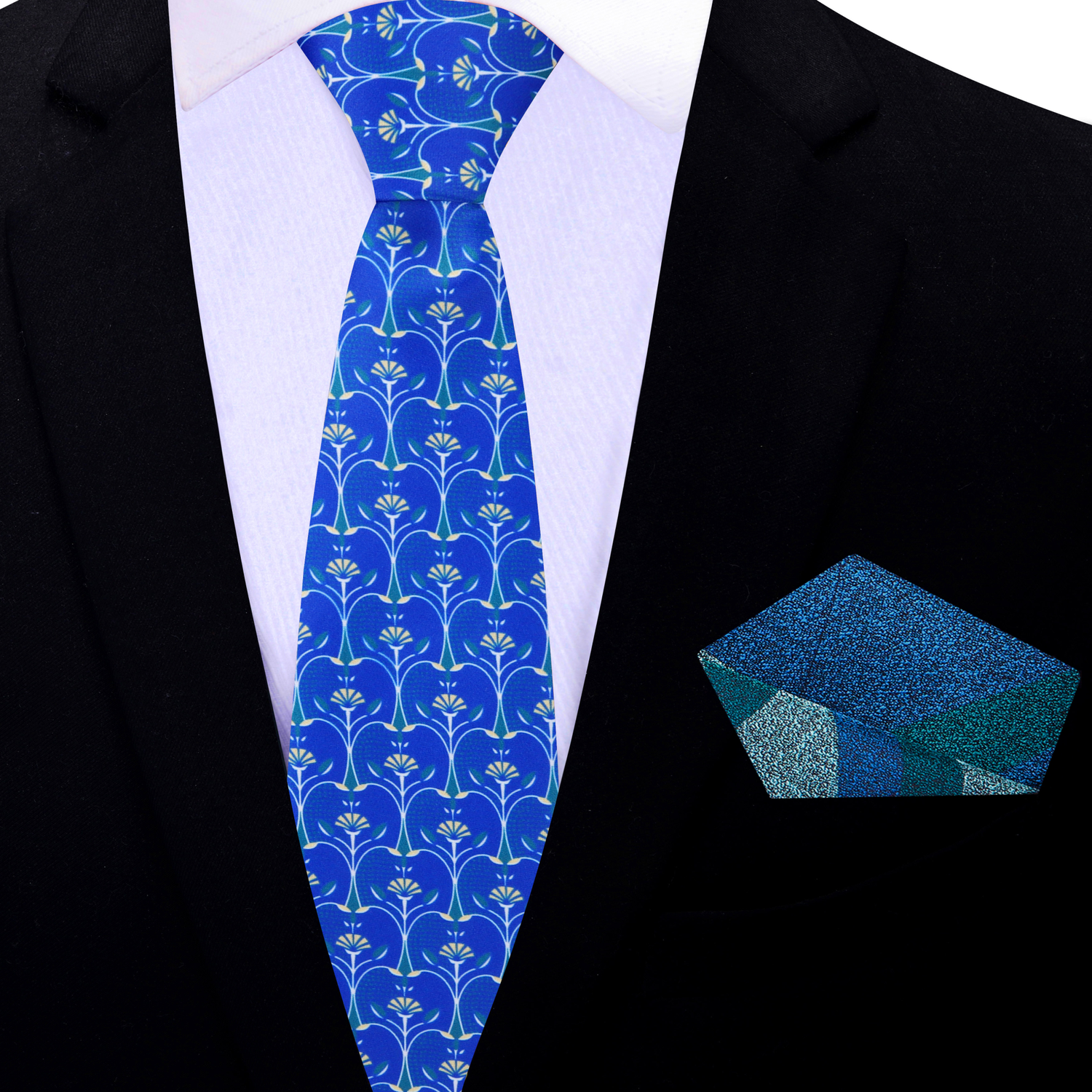 Thin: Blue Apple Slices Necktie and Accenting Square