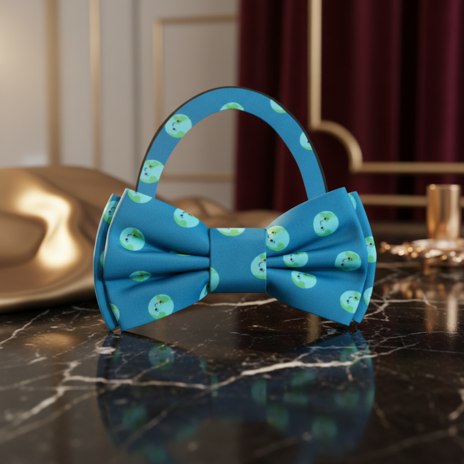 Light Blue, Green Earth Day Bow Tie Pre Tied